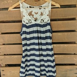 Blue and white tank top